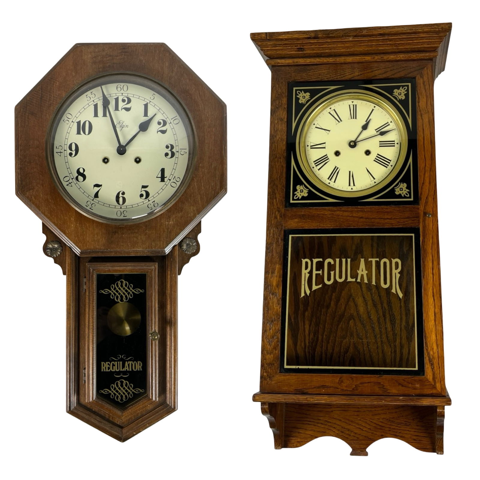 Pair of Vintage Regulator Wall Clocks - Elgin (1 of 9)