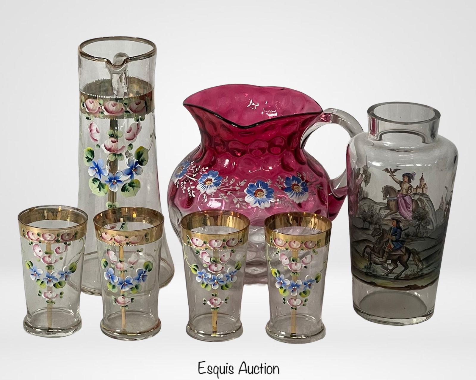 Bohemian Victorian Hand-Painted Glass & Milk Glass (1 of 5)