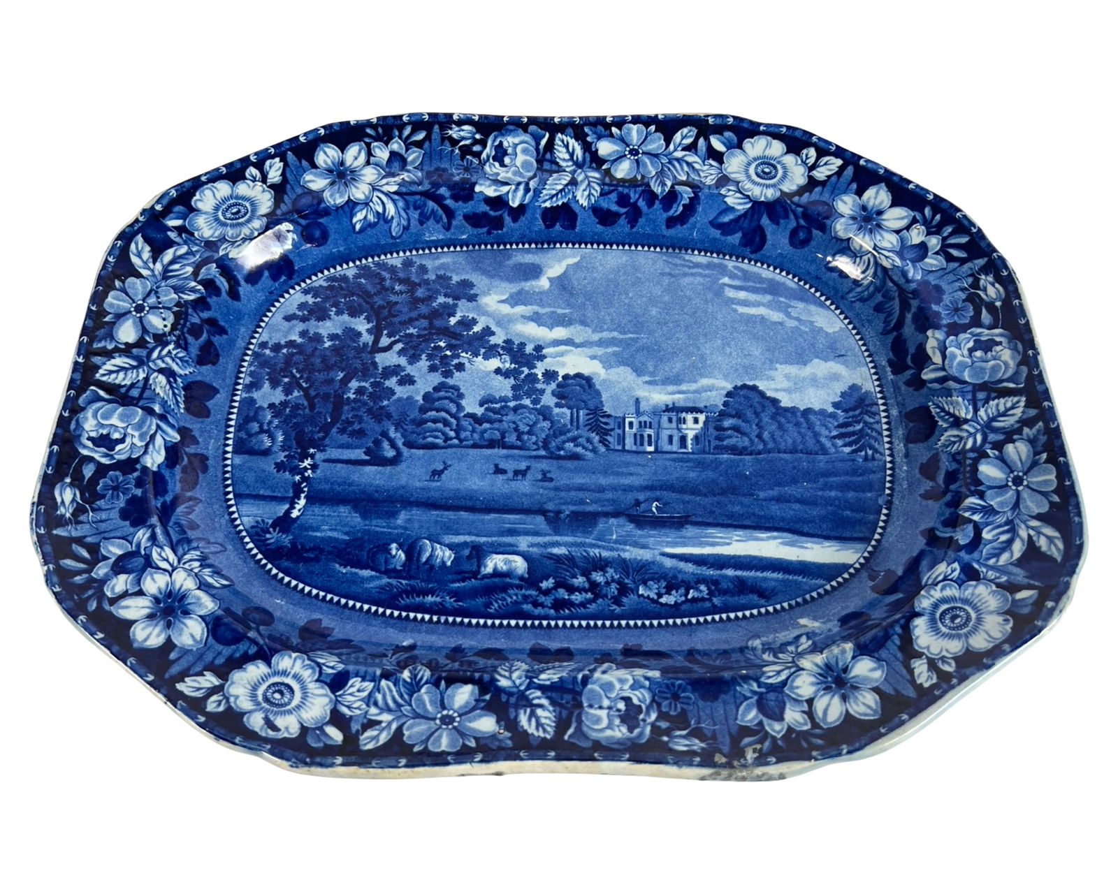 Antique Staffordshire Blue Transferware Platter (1 of 5)