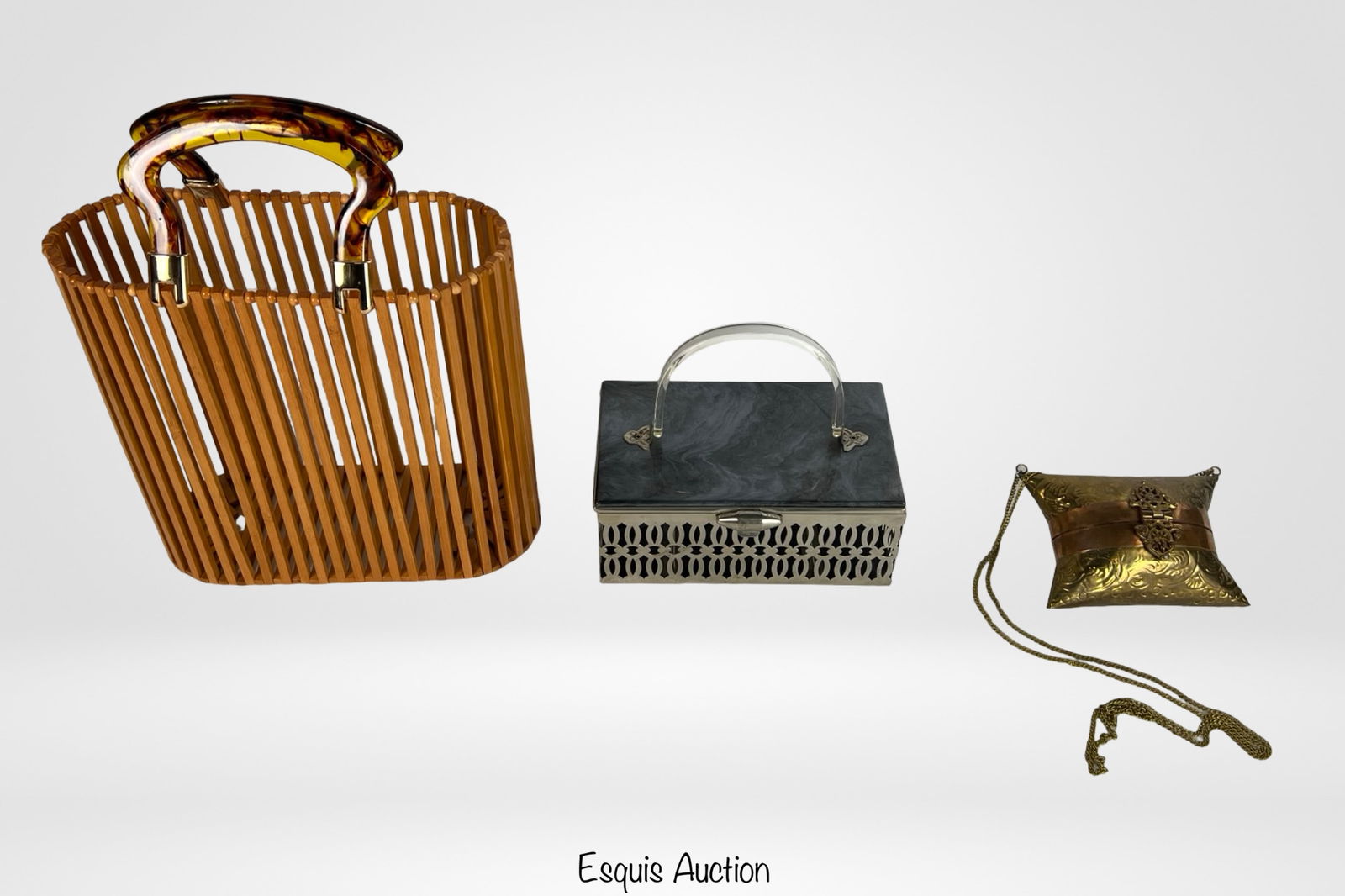 Lot of 3 Unique Handbags - Bamboo, Metal, Copper (1 of 4)