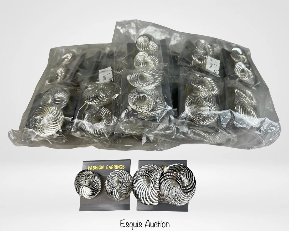 Lot of 24 Pairs Silver-Tone Swirl Clip Earrings (1 of 1)