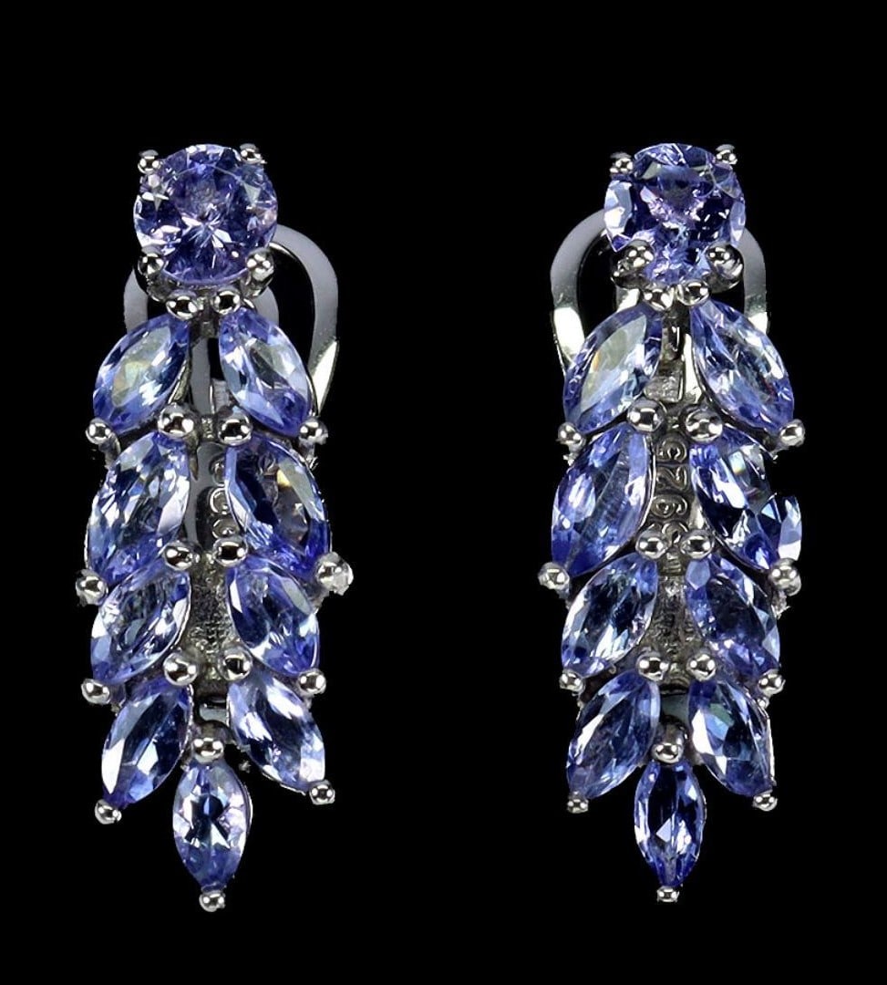 Sterling Silver Natural Tanzanite Dangle Earrings (1 of 3)