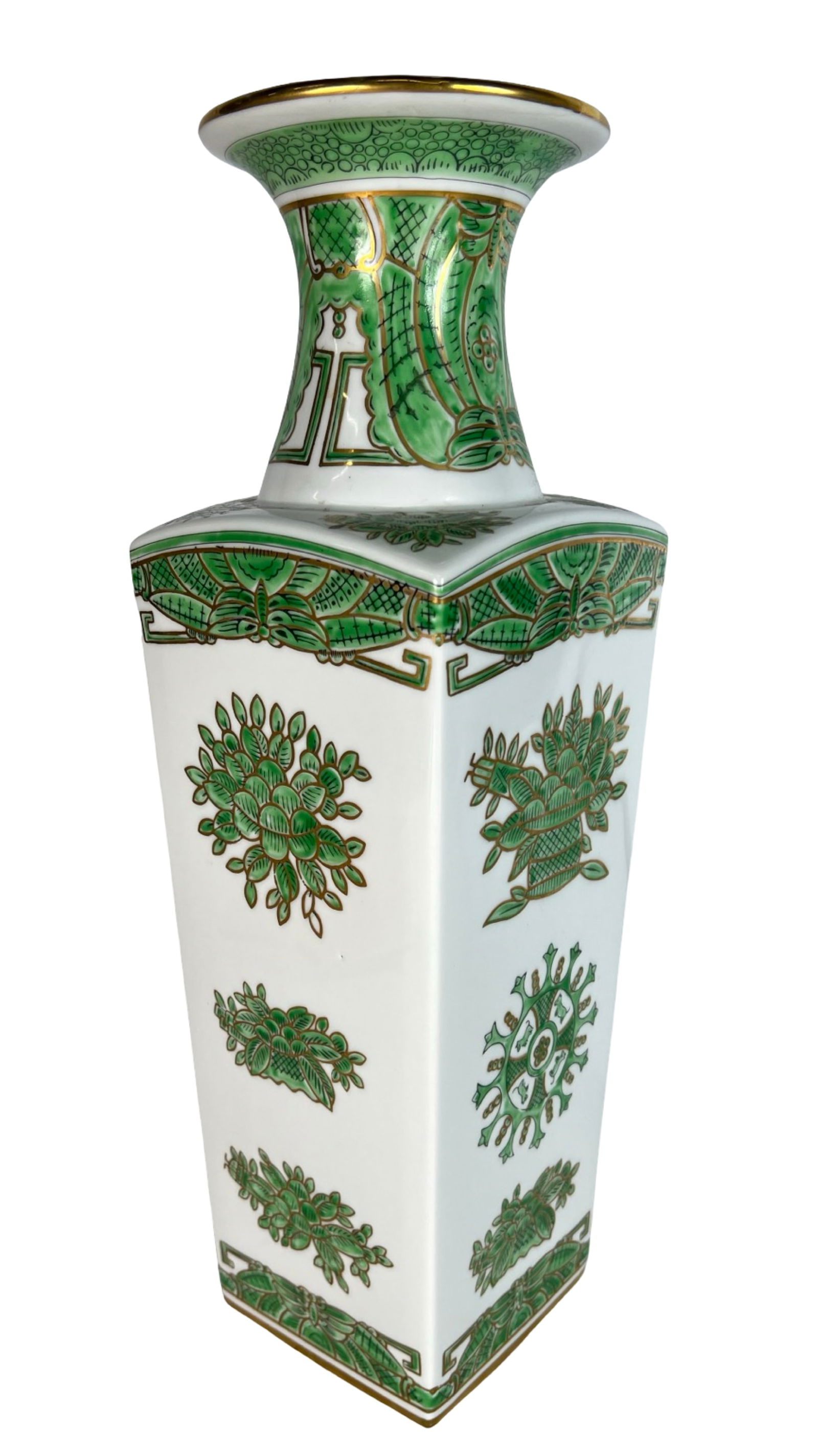 Chinoiserie Green Famille-Style Porcelain Vase (1 of 4)