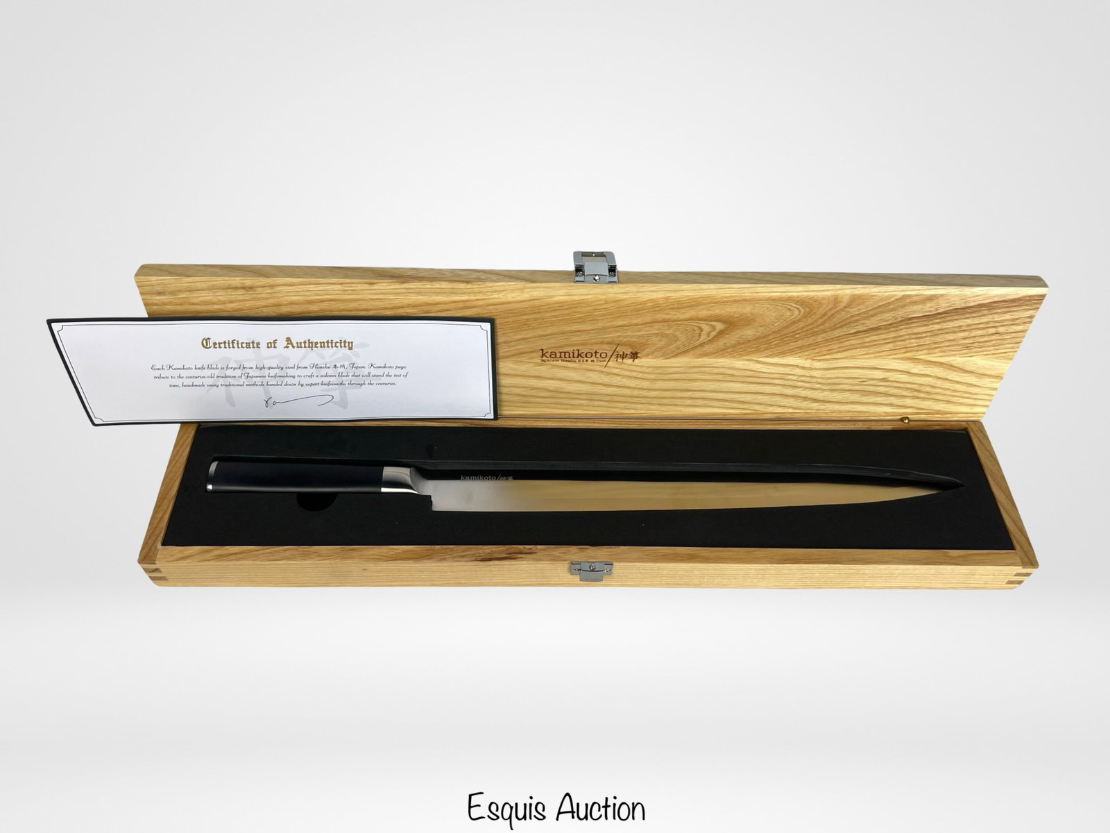 Kamikoto 18" Japanese Honshu Steel Chef's Knife: This precision-crafted Kamikoto chef's knife features a long 18-inch blade forged from high-quality Honshu steel, celebrating the centuries-old Japanese tradition of knifemaking. The knife is presente