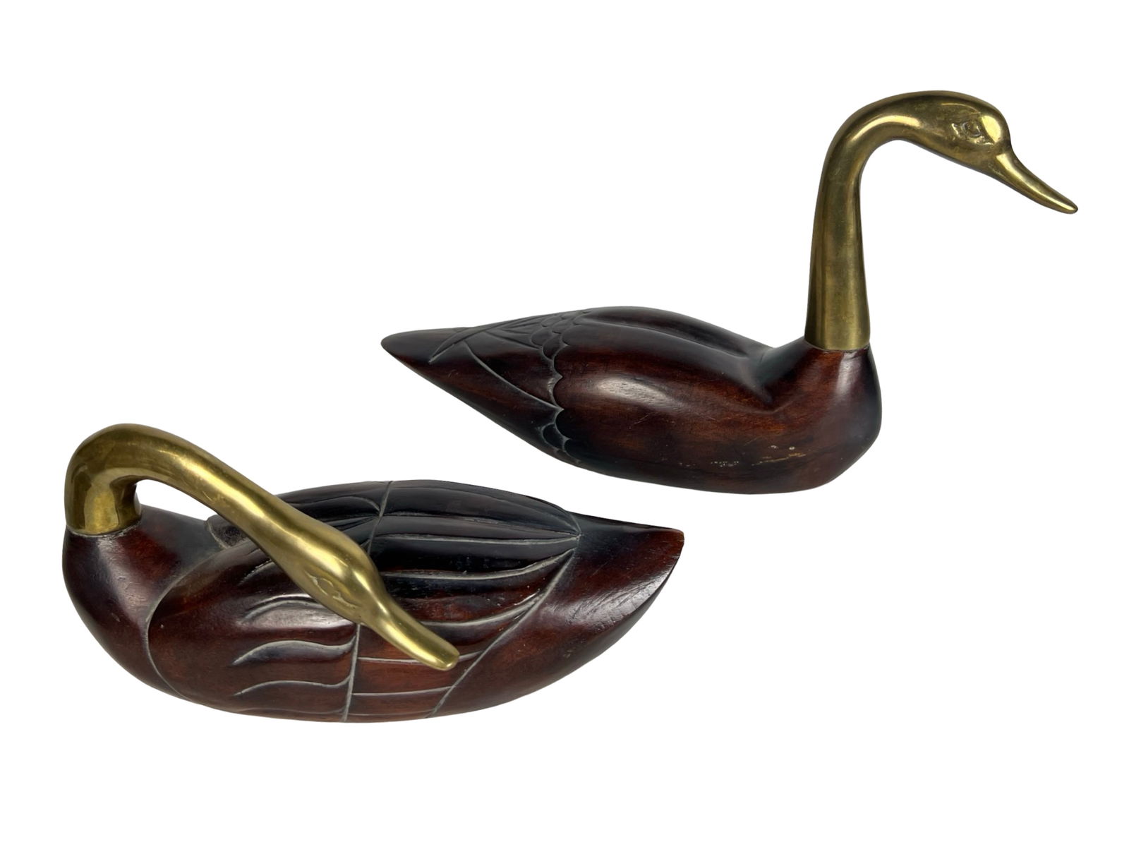 MCM Frederick Cooper Wood & Brass Duck Sculptures (1 of 3)