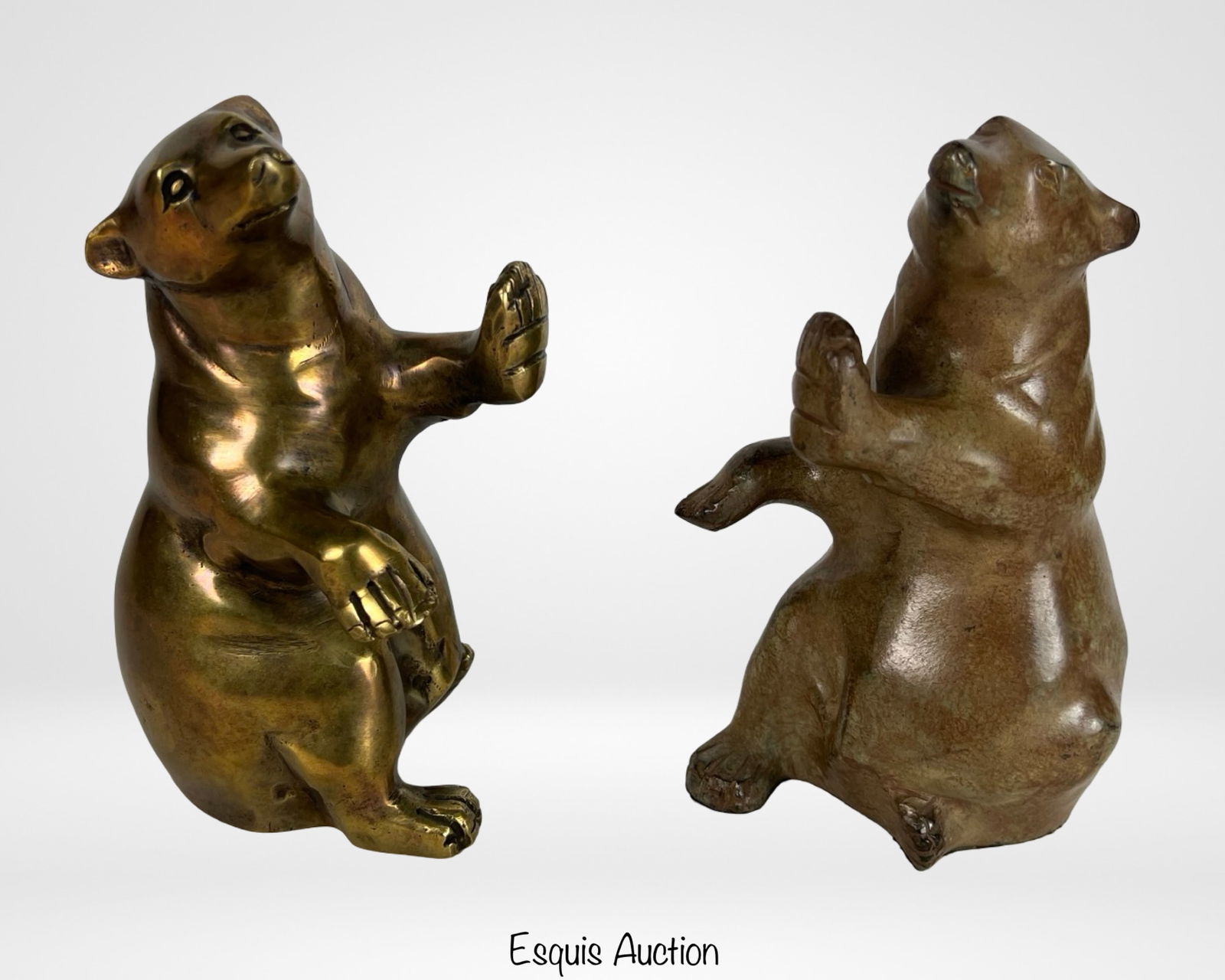 Vintage Pair of Cast Brass Bear Bookends (1 of 4)