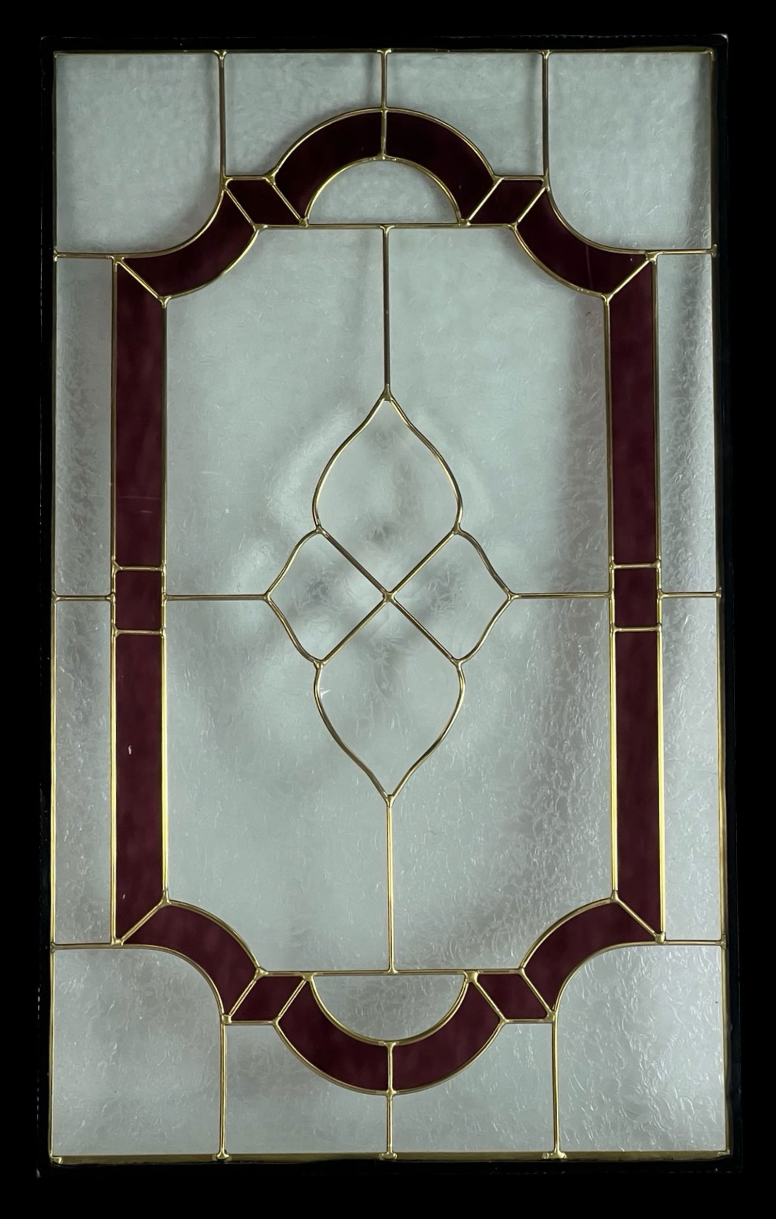 Stained Glass Window Panel with Burgundy Accents (1 of 3)