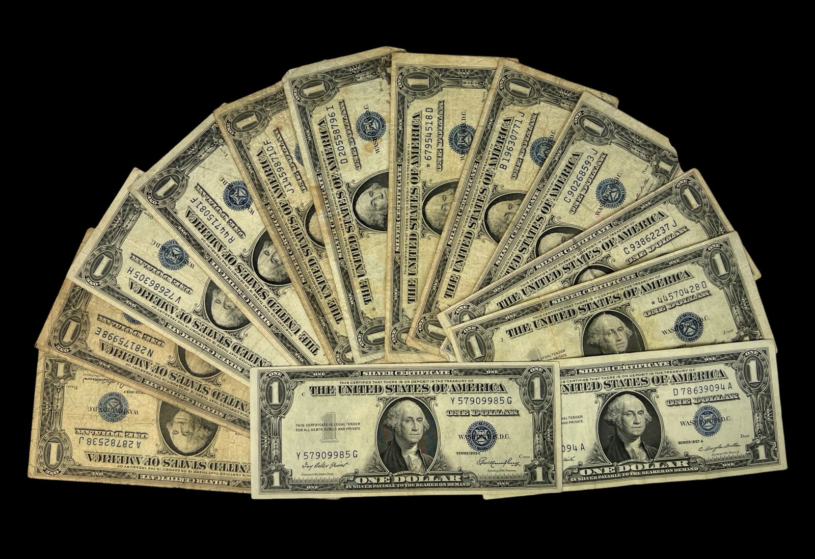 Lot of 13 U.S. One Dollar Silver Certificates (1 of 5)