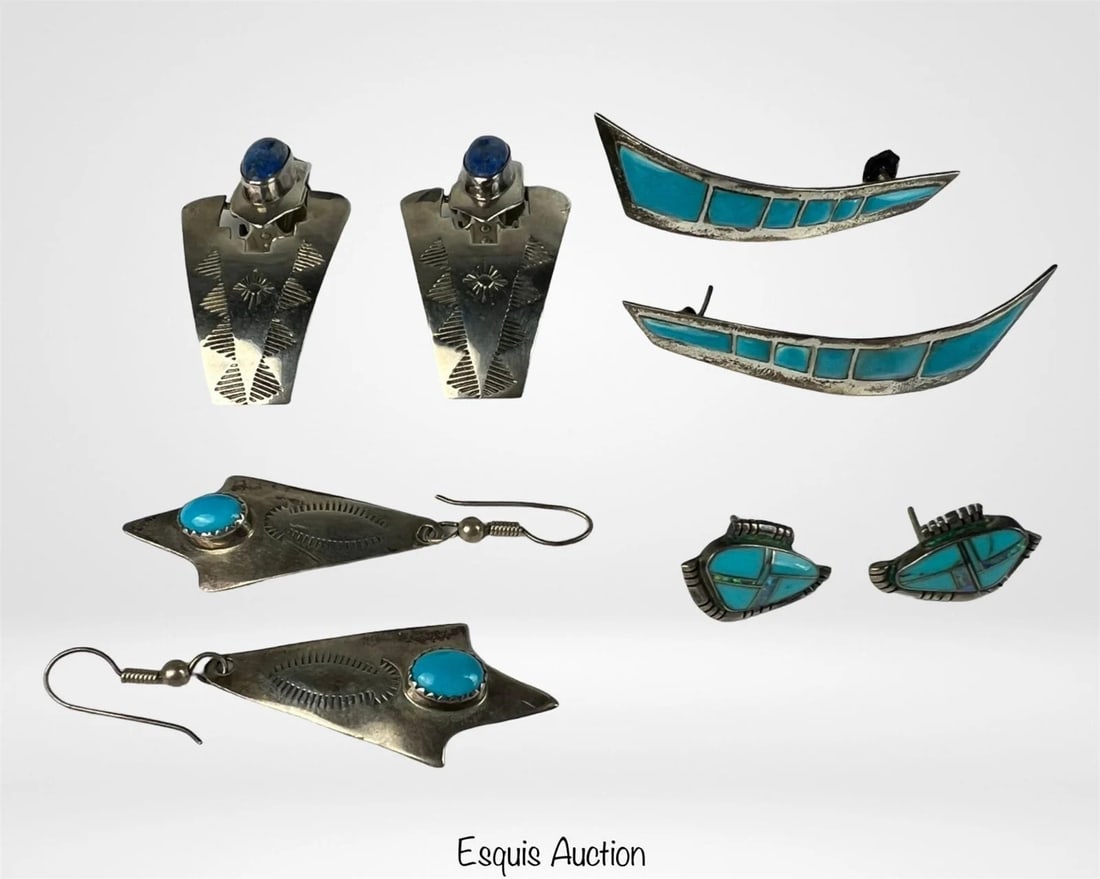 Navajo Native American Sterling Silver Earrings (1 of 8)