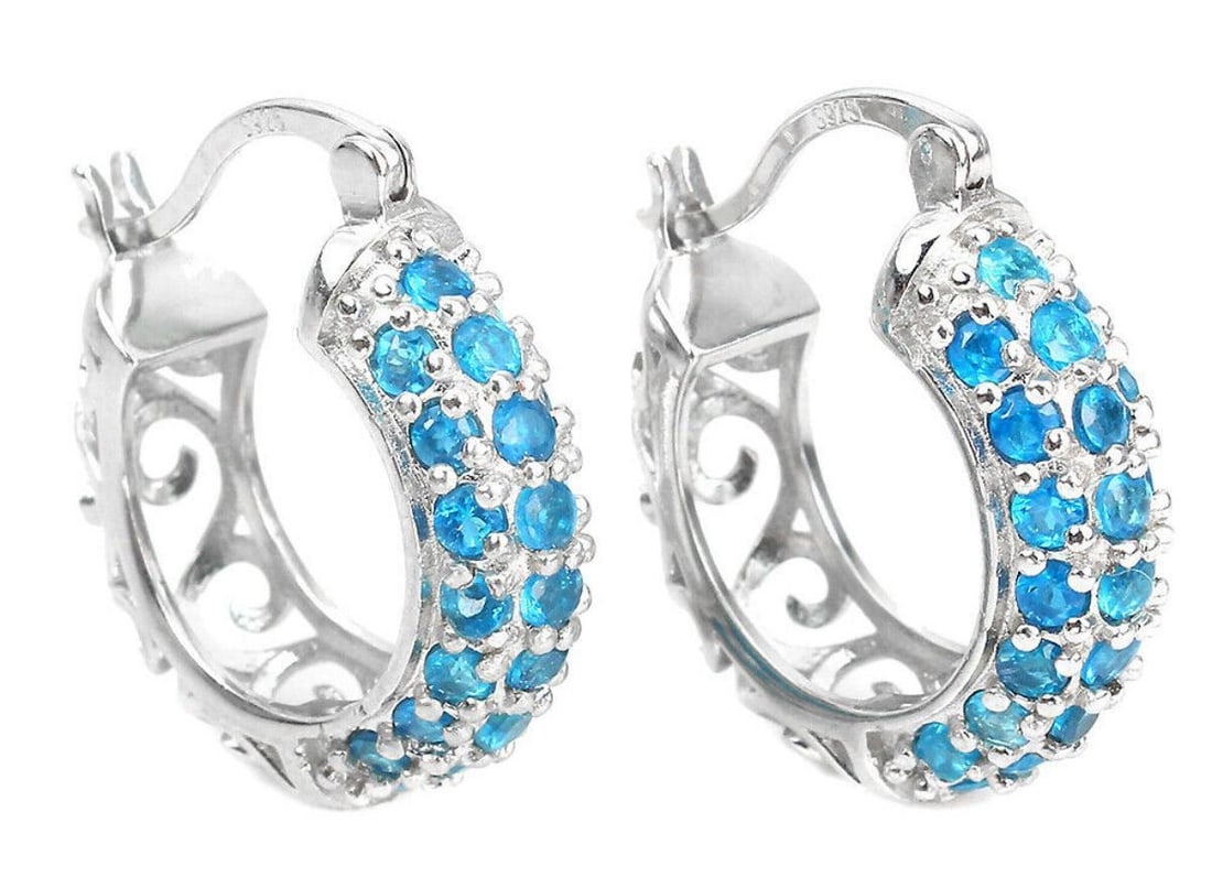 Natural Paraiba Blue Apatite Sterling Earrings (1 of 4)