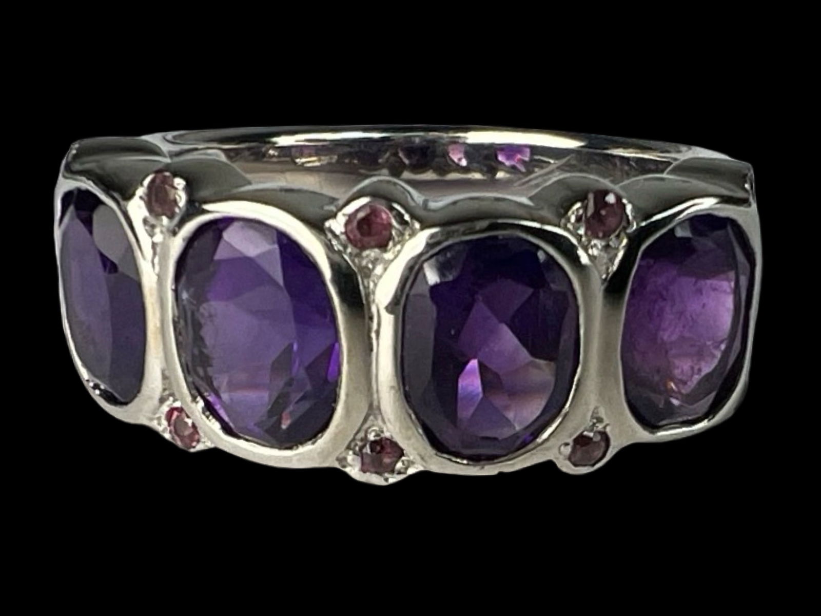 Natural Amethyst & Rhodolite Garnet Sterling Ring (1 of 4)