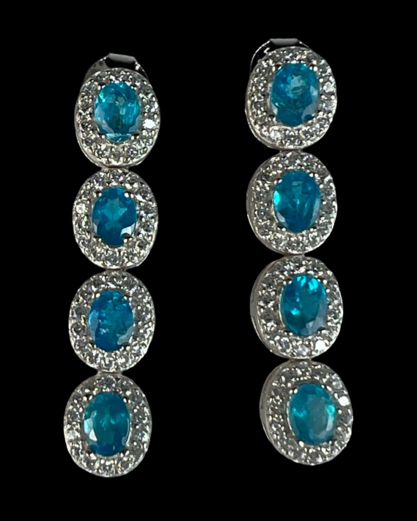 Natural Paraiba Blue Apatite Sterling Earrings (1 of 3)
