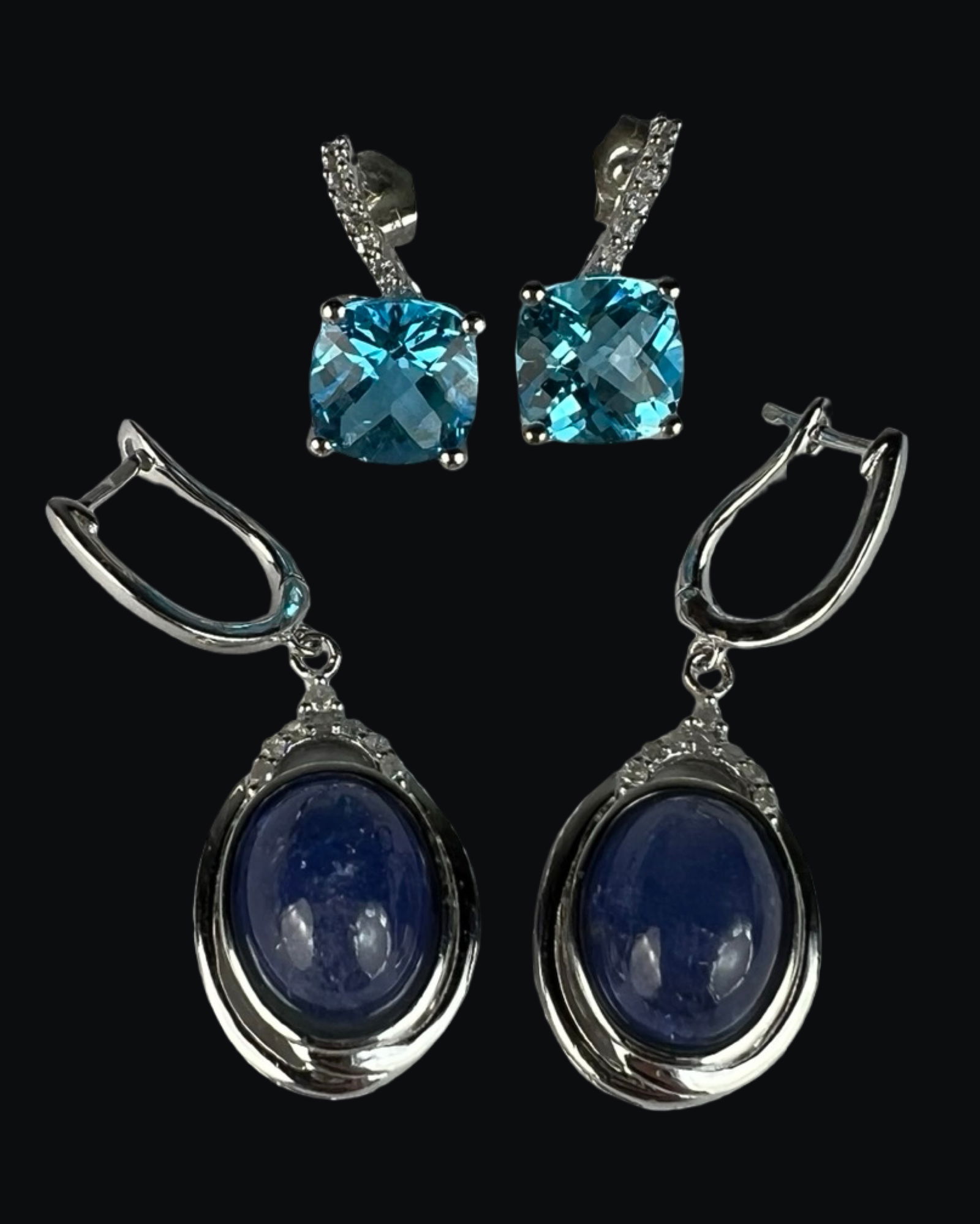2 Tanzanite, Topaz & Dia. Sterling Earring Pairs (1 of 5)