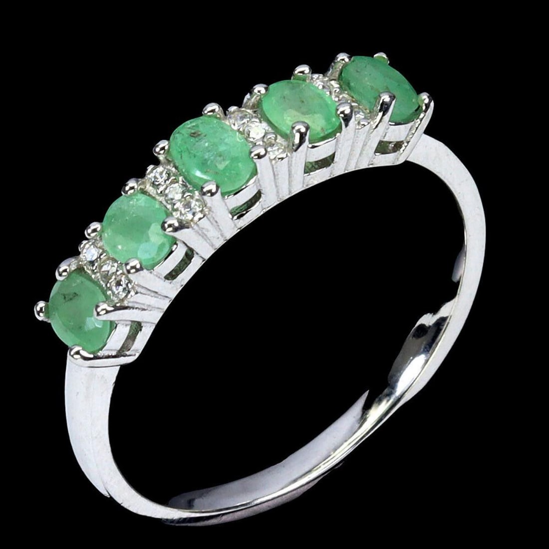 Natural Colombian Emerald Sterling Silver Ring (1 of 4)