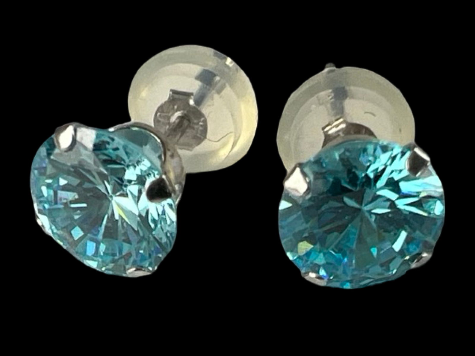 10k White Gold Blue Topaz Stud Earrings (1 of 3)