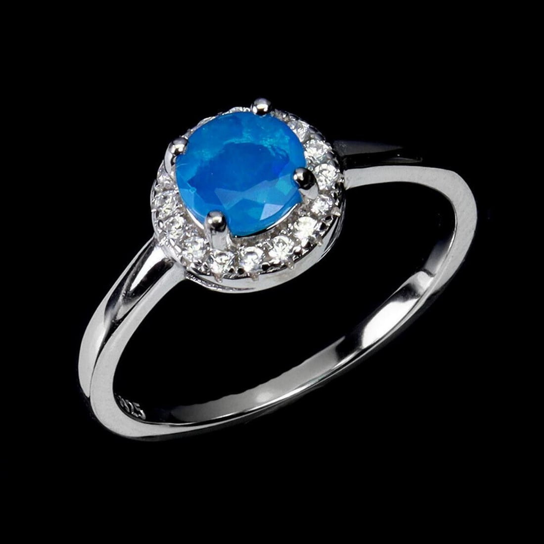 Natural Ethiopian Blue Fire Opal Sterling Ring (1 of 4)