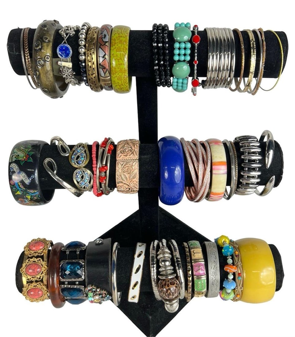 Collection of Lady's Bracelets: Discover a captivating variety of bracelets, each showcasing its own distinctive design and allure. Please note: display stands are not included.