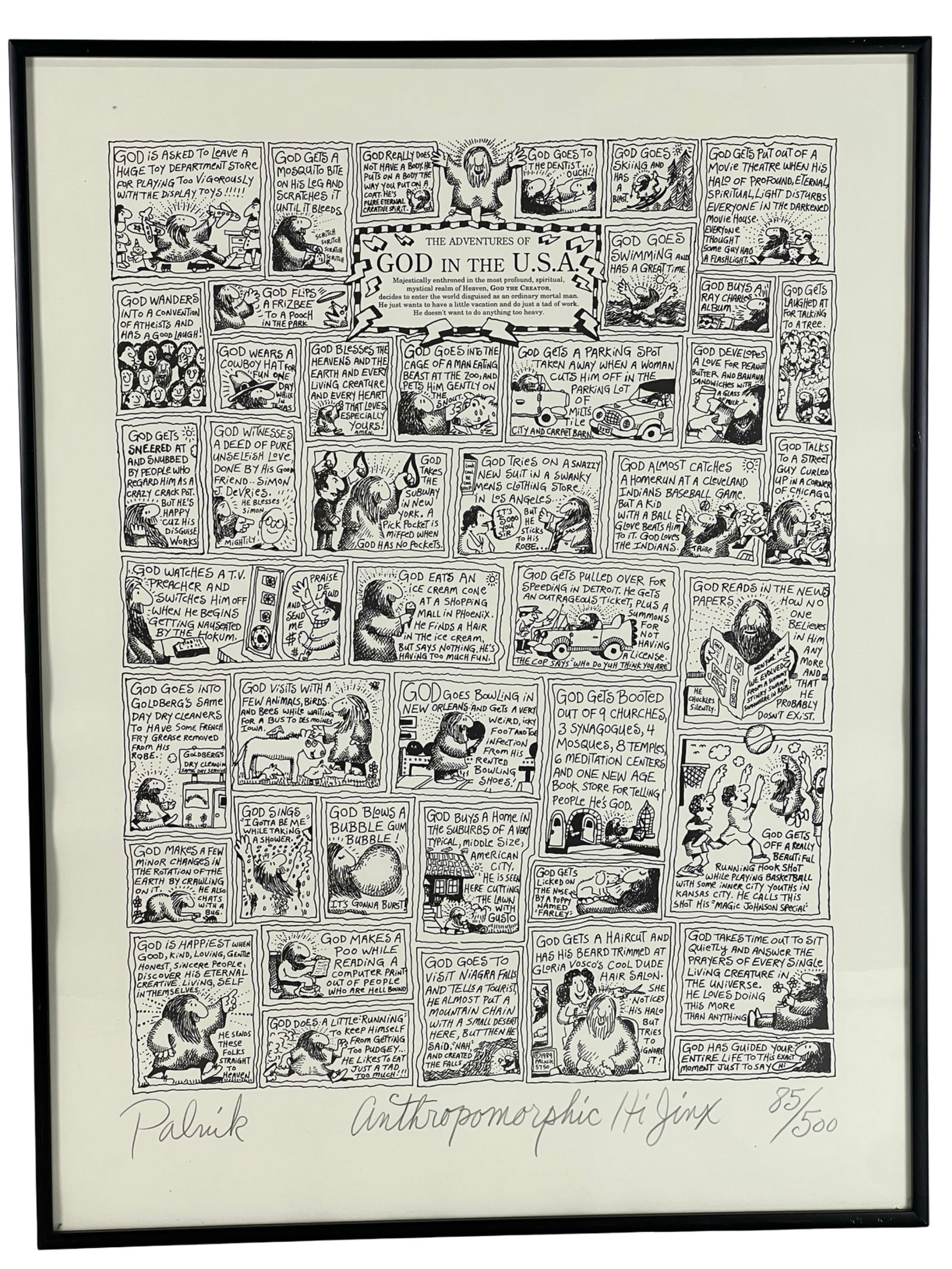 Paul Palnik "God in U.S.A." Signed LE Cartoon (1 of 5)