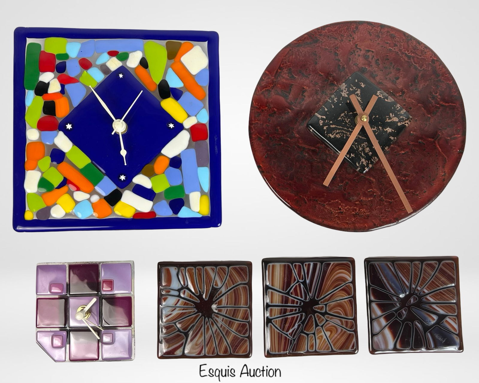 Murano Fused Art Glass Mosaicl Clocks & Coasters (1 of 7)