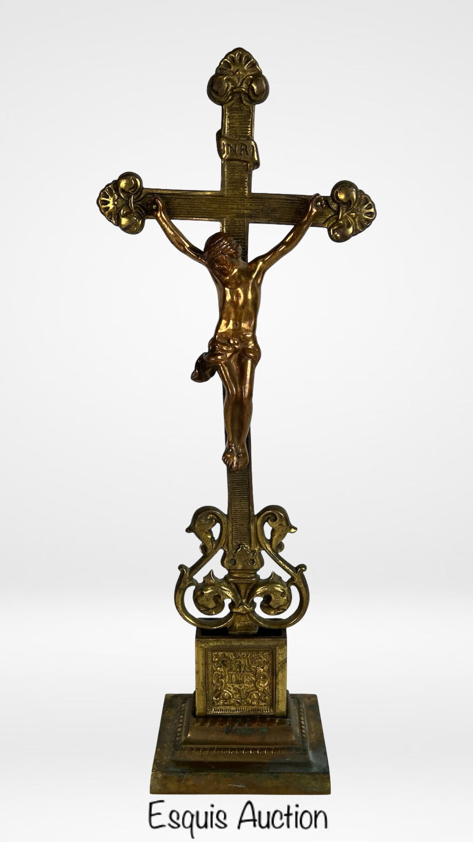 Antique Religious rass Altar Crucifix Cross (1 of 6)