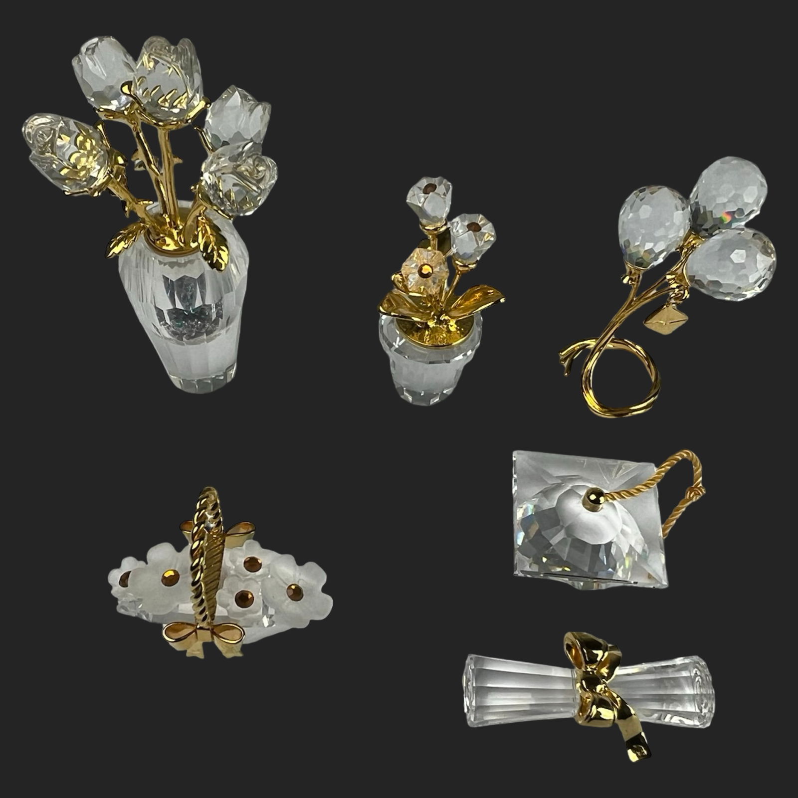 Swarovski Crystal Miniatures - Flowers in Vases, B (1 of 6)