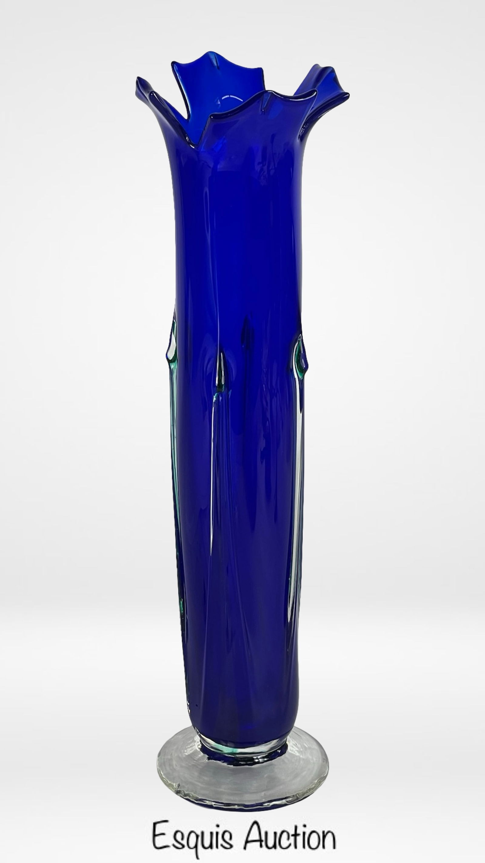 R. Mitchell Signed Cobalt Blue Art Glass Vase (1 of 3)