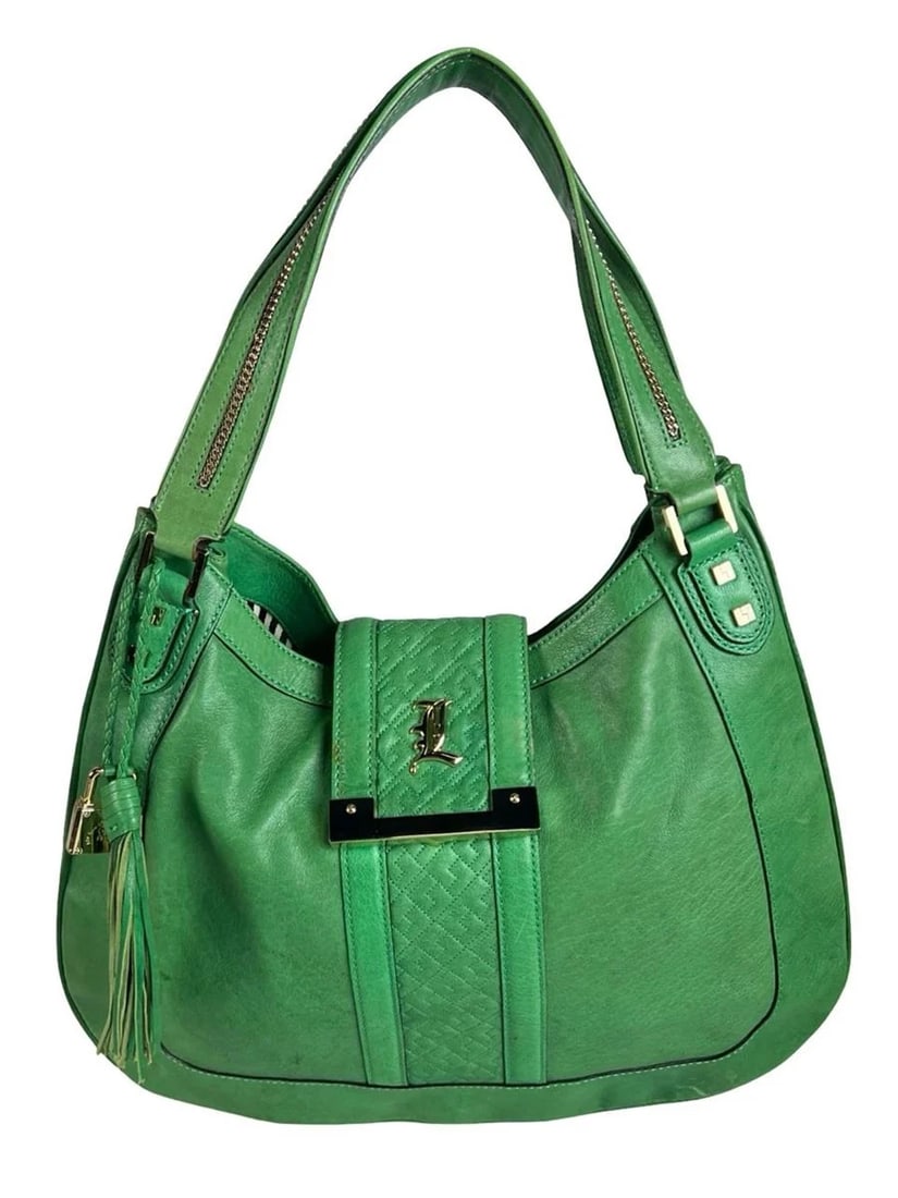L.A.M.B. Gwen Stefani Green Leather Shoulder Bag (1 of 7)