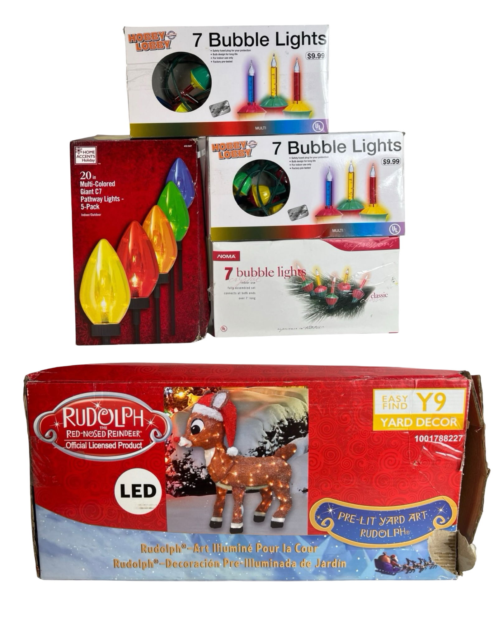 Christmas Bubble Light Sets & Rudolp  Yard Decor (1 of 3)