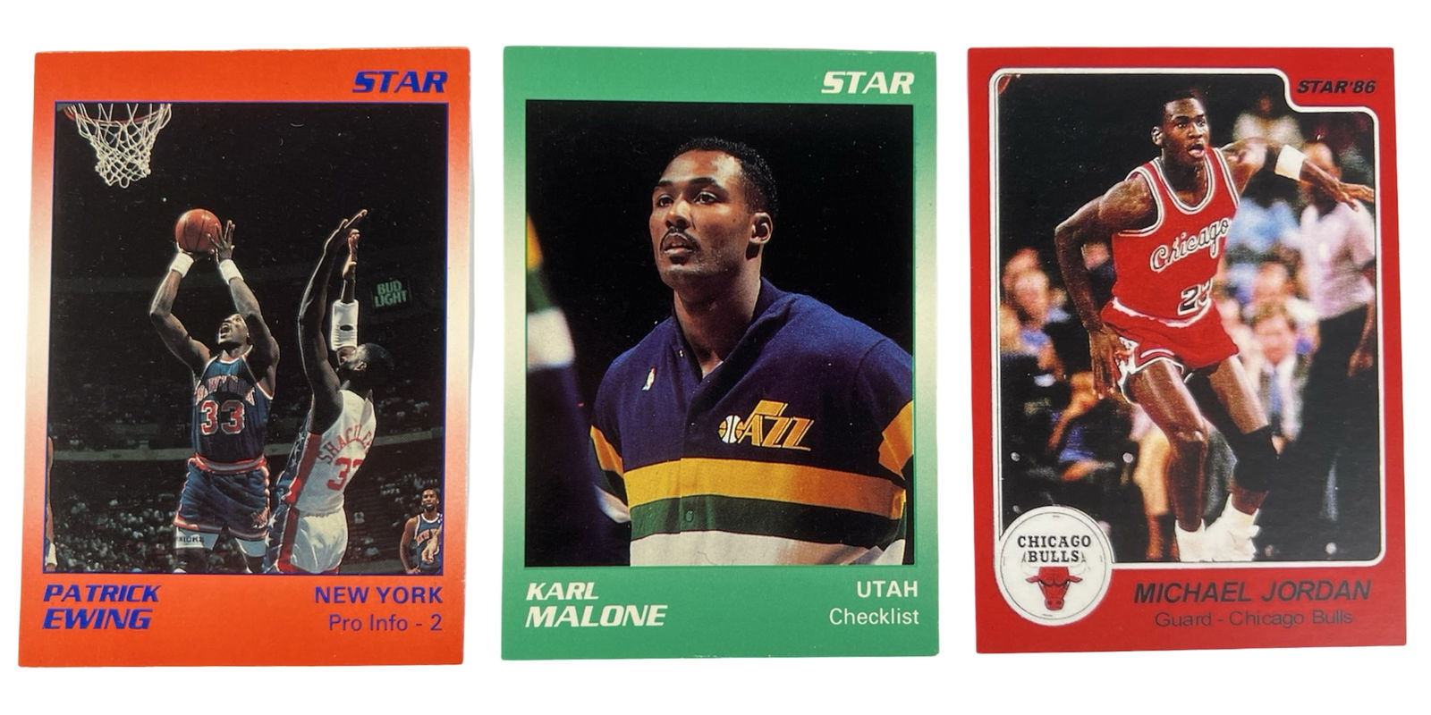 Michael Jordan, Patrick Ewing & Karl Malone Cards (1 of 2)