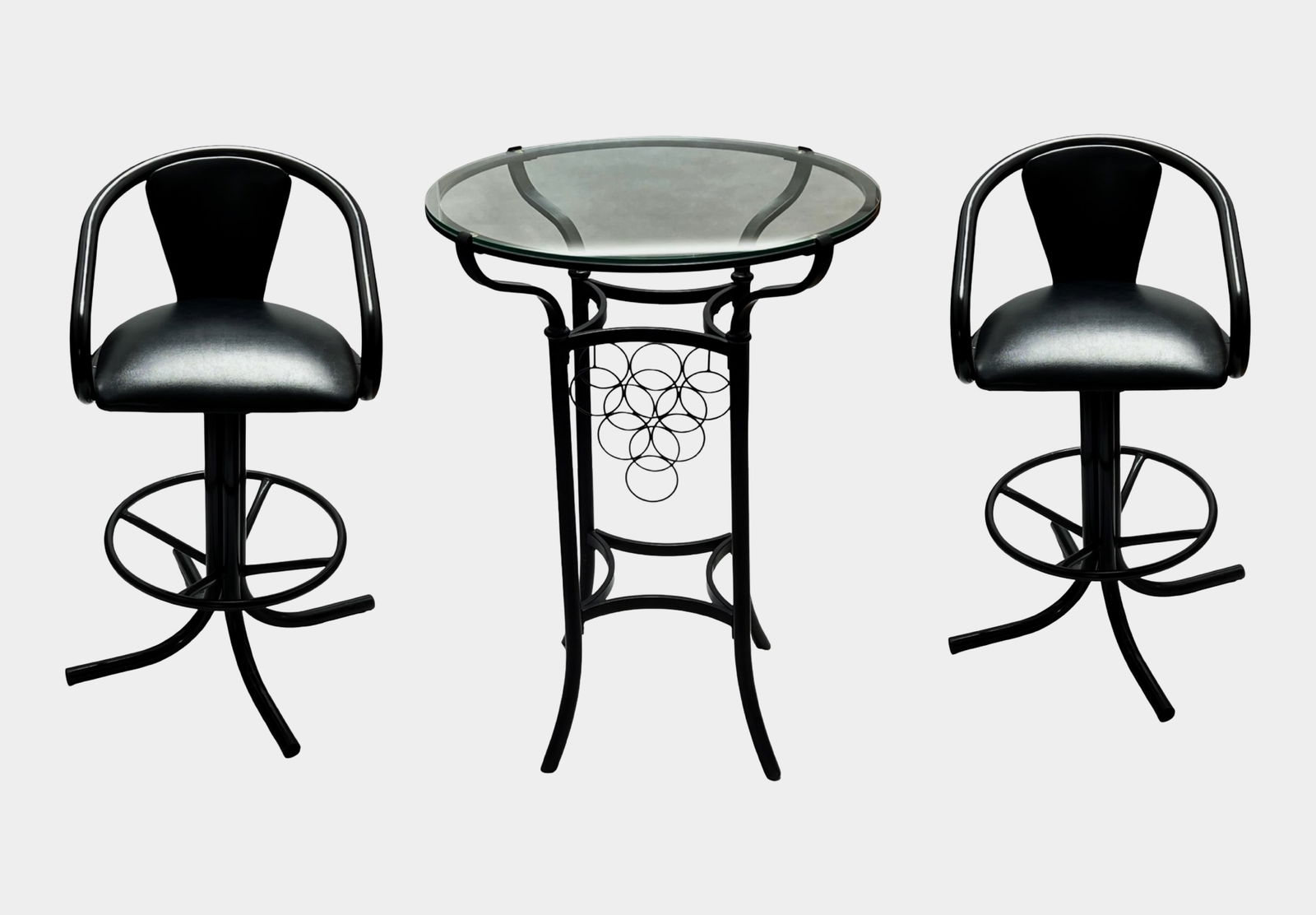 Black Wrought Iron Bar Table w/ Swivel Bar Stools (1 of 6)