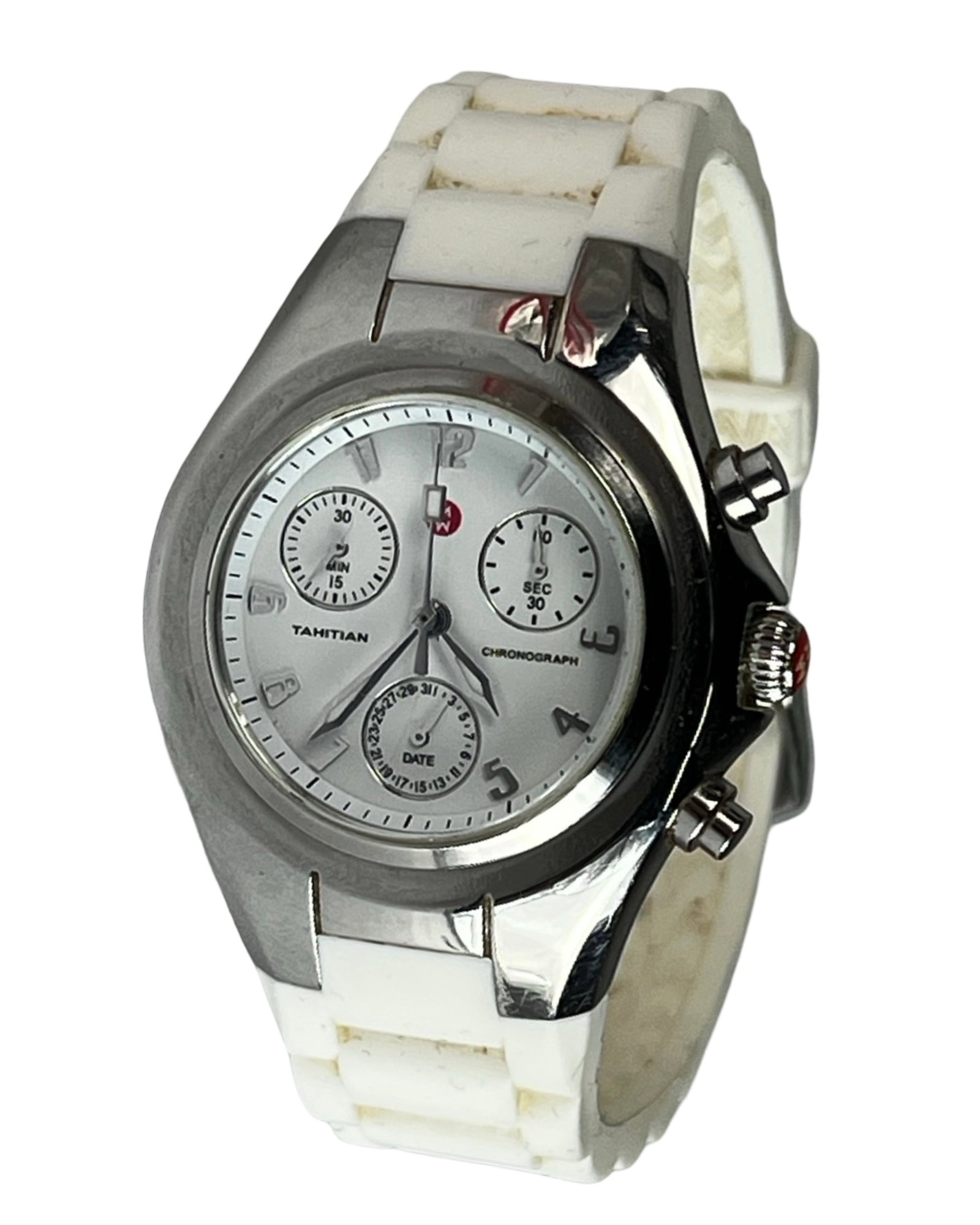 Michele Tahitian Jelly Bean Chronograph Watch: Michele Tahitian Jelly Bean Chronograph Watch. Good overall condition, normal age related wear. Untested w/o Battery.