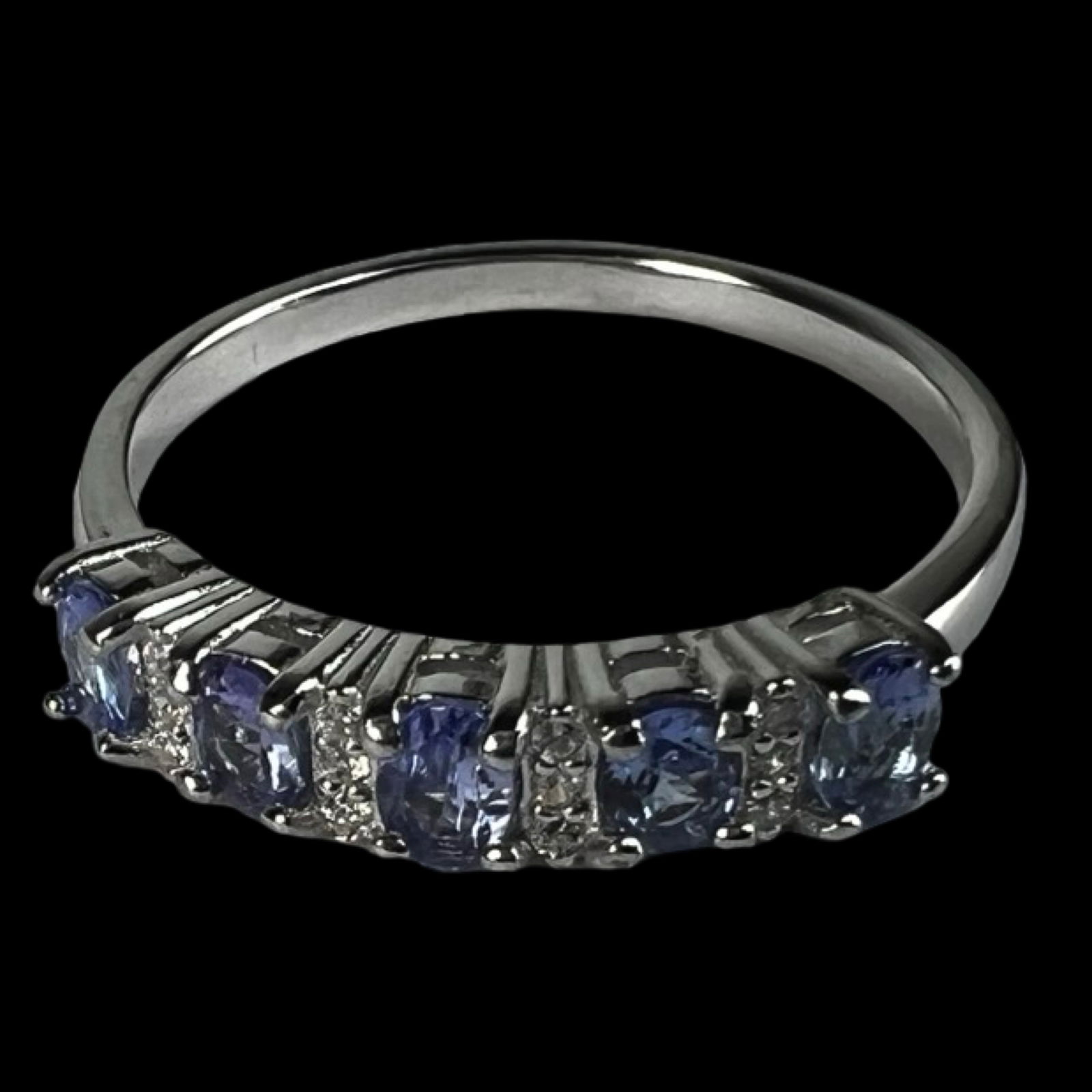 Natural Tanzanite Sterling Silver Band Ring (1 of 4)