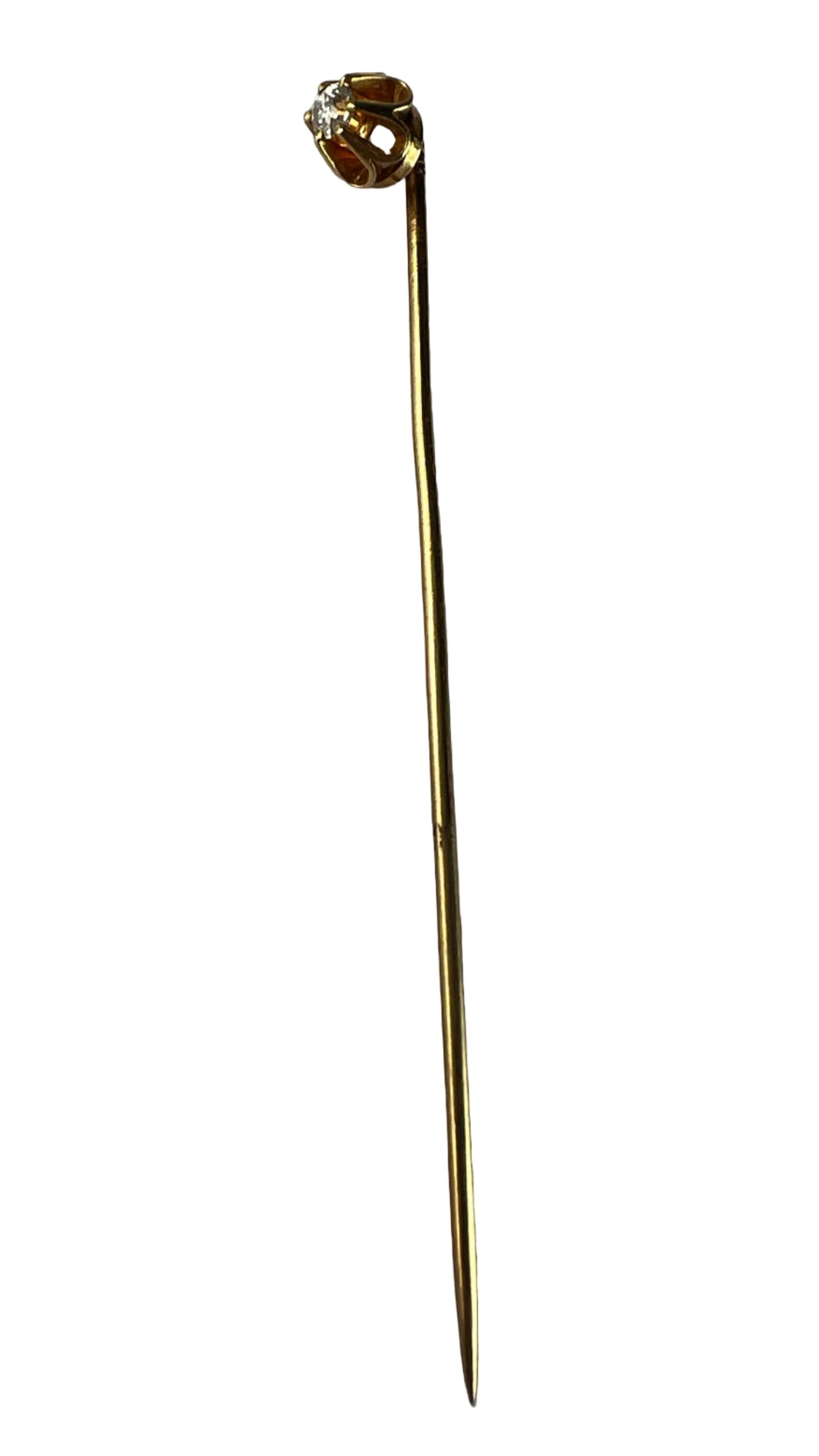 Antique 14k Gold Stick Pin with Diamond Accent (1 of 4)