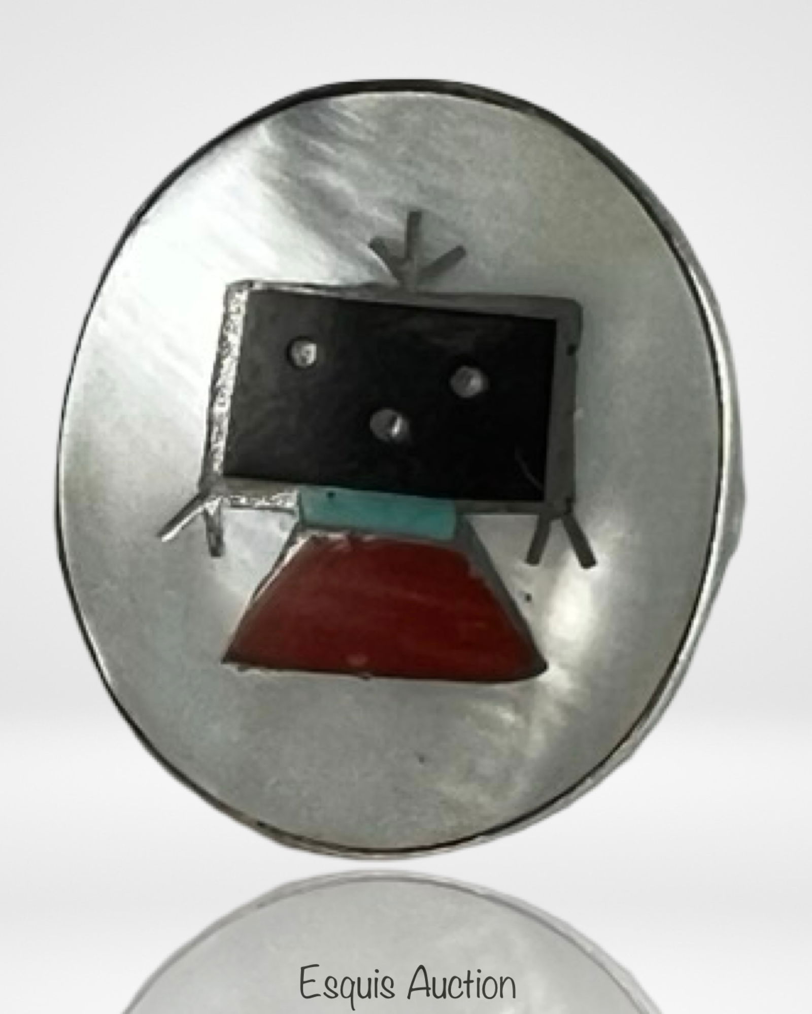 Zuni Sterling Silver MoP Figure Inlay Ring (1 of 5)