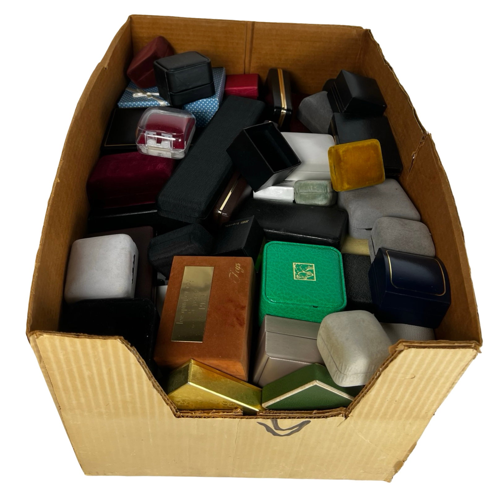 Large Assortment of Jewelry & Ring Boxes: Large Assortment of Jewelry & Ring Boxes. All empty.