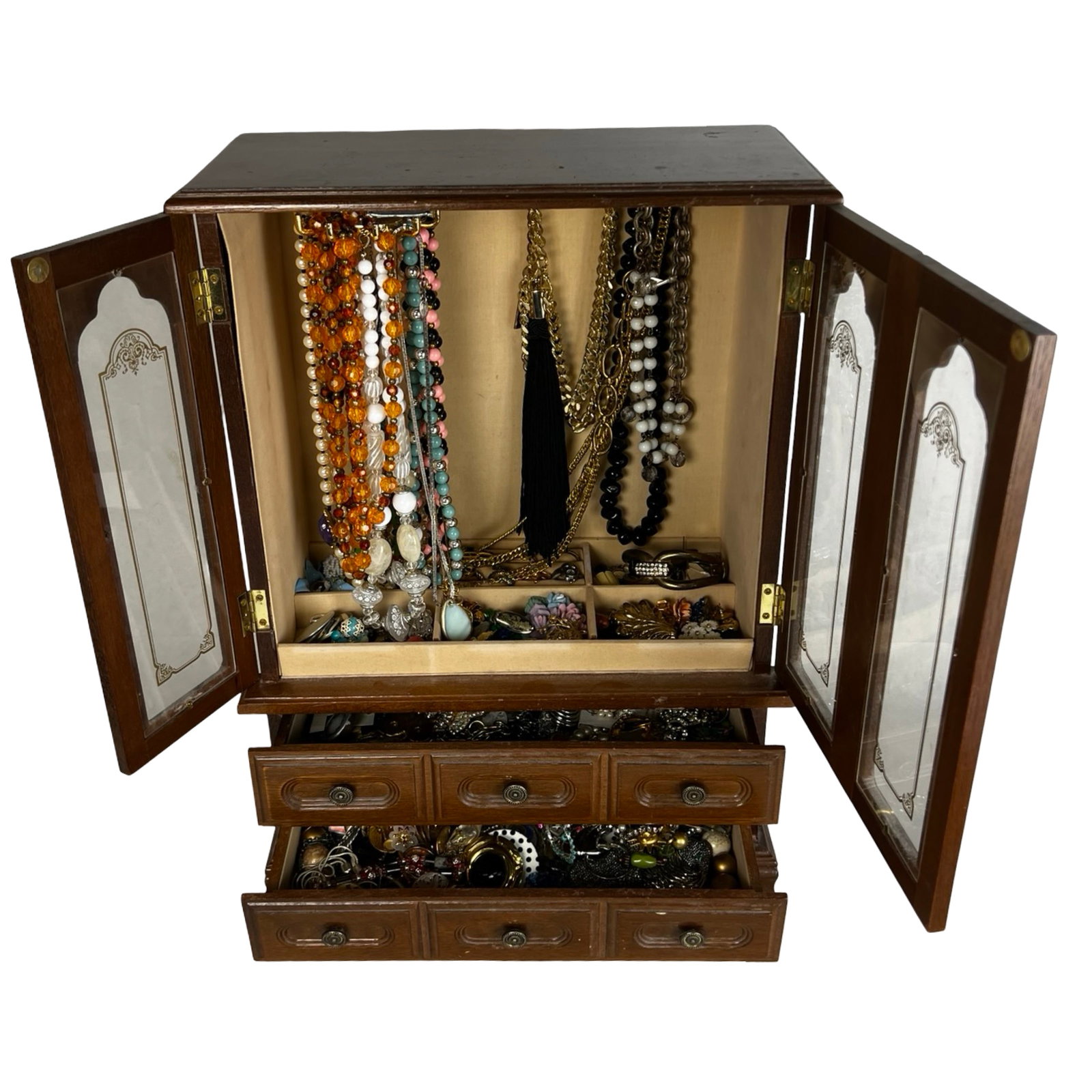 Vintage Jewelry Box full of Costume Jewelry: Vintage box filled with unsearched jewelry is like opening a treasure chest of hidden gems. Each piece has its own story and character, waiting to be discovered. Whether you're a collector, a jewelry 