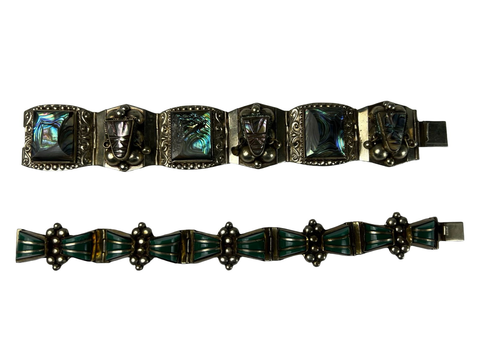 Two Vintage Mexican Mayab/ Aztec Panel Bracelets (1 of 6)