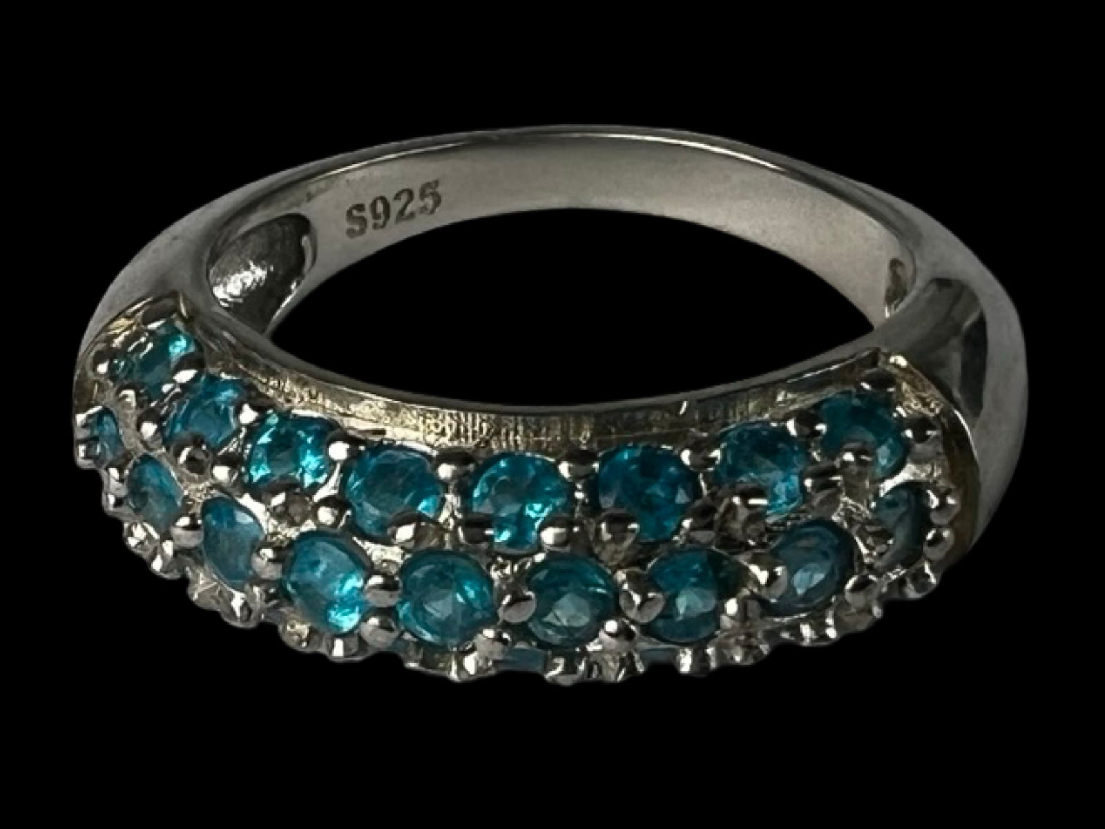 Natural Paraiba Blue Brazil Apatite Sterling Ring (1 of 4)