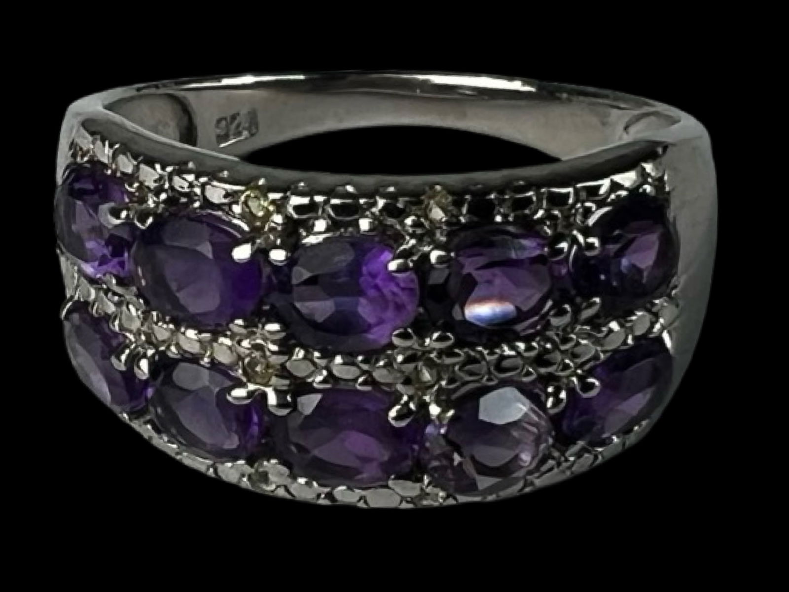 Natural Amethyst & Sapphire Sterling Silver Ring (1 of 4)