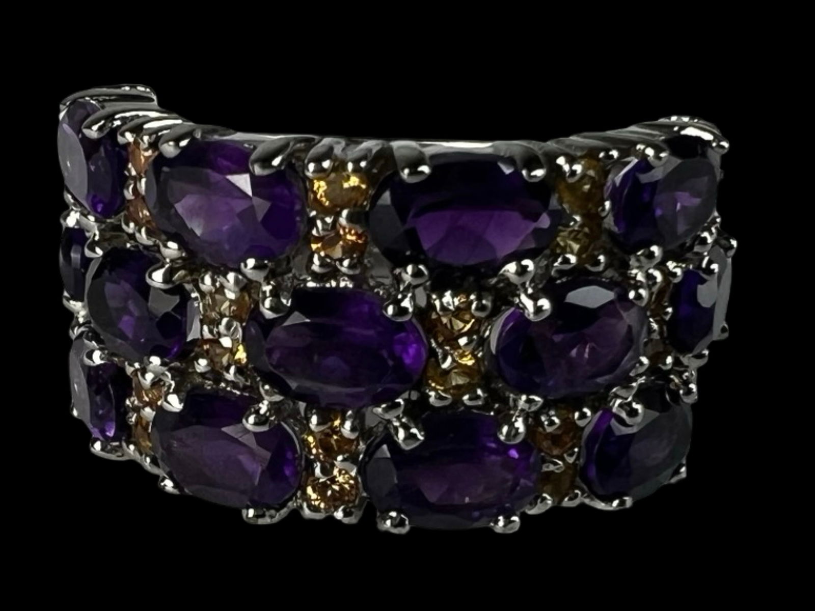 Natural Amethyst & Sapphire Sterling Silver Ring (1 of 4)