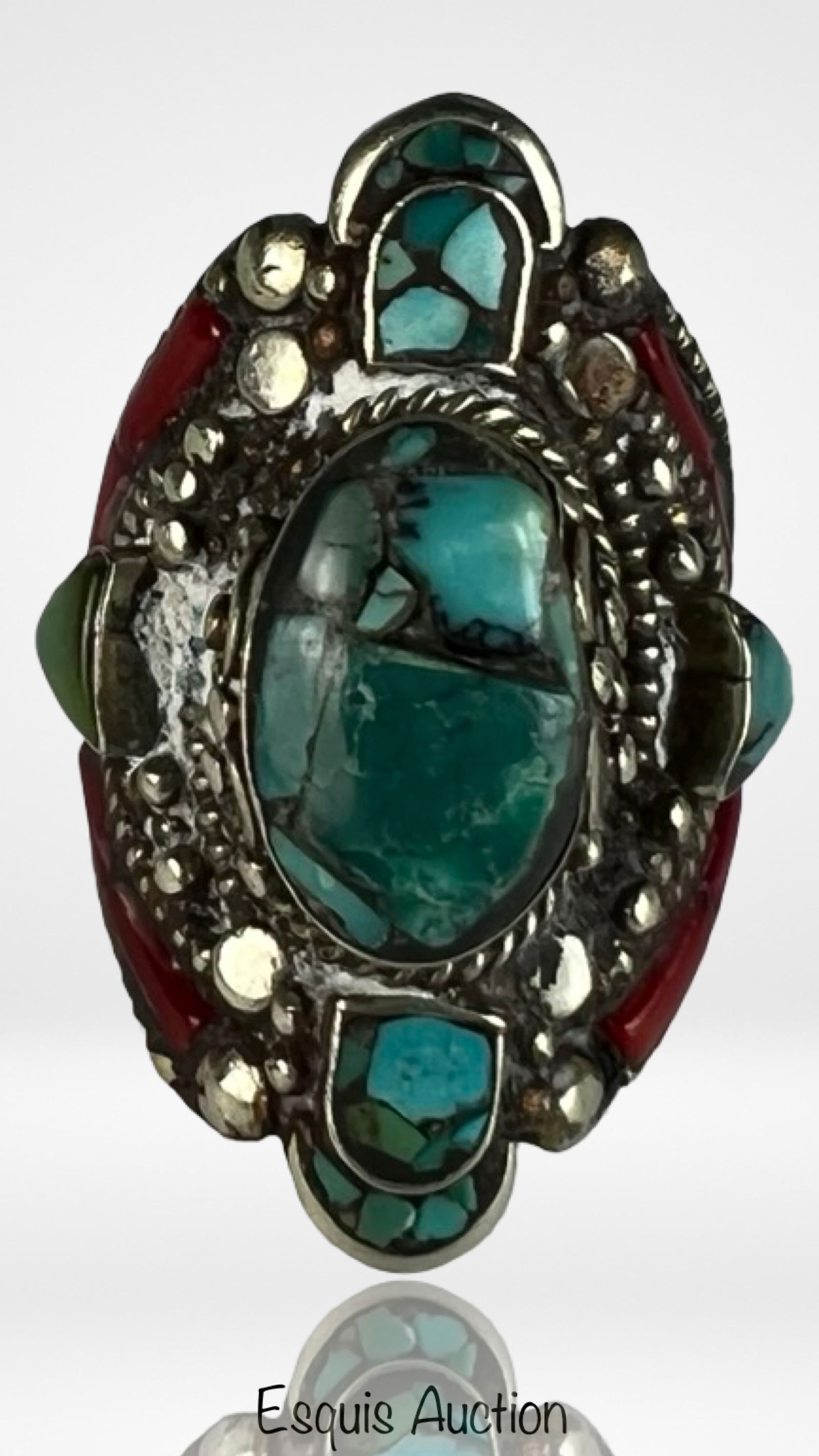 Bohemian-Style Statement Ring with Inlaid Stones (1 of 5)