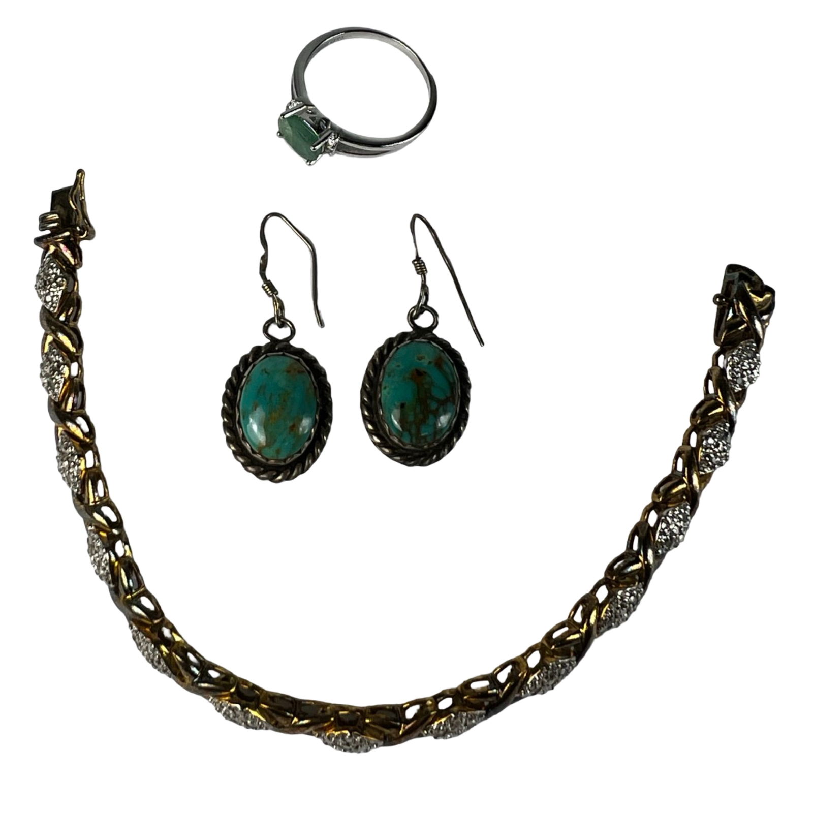 Sterling Silver Jewlery- Bracelet, Ring & Earrings (1 of 4)