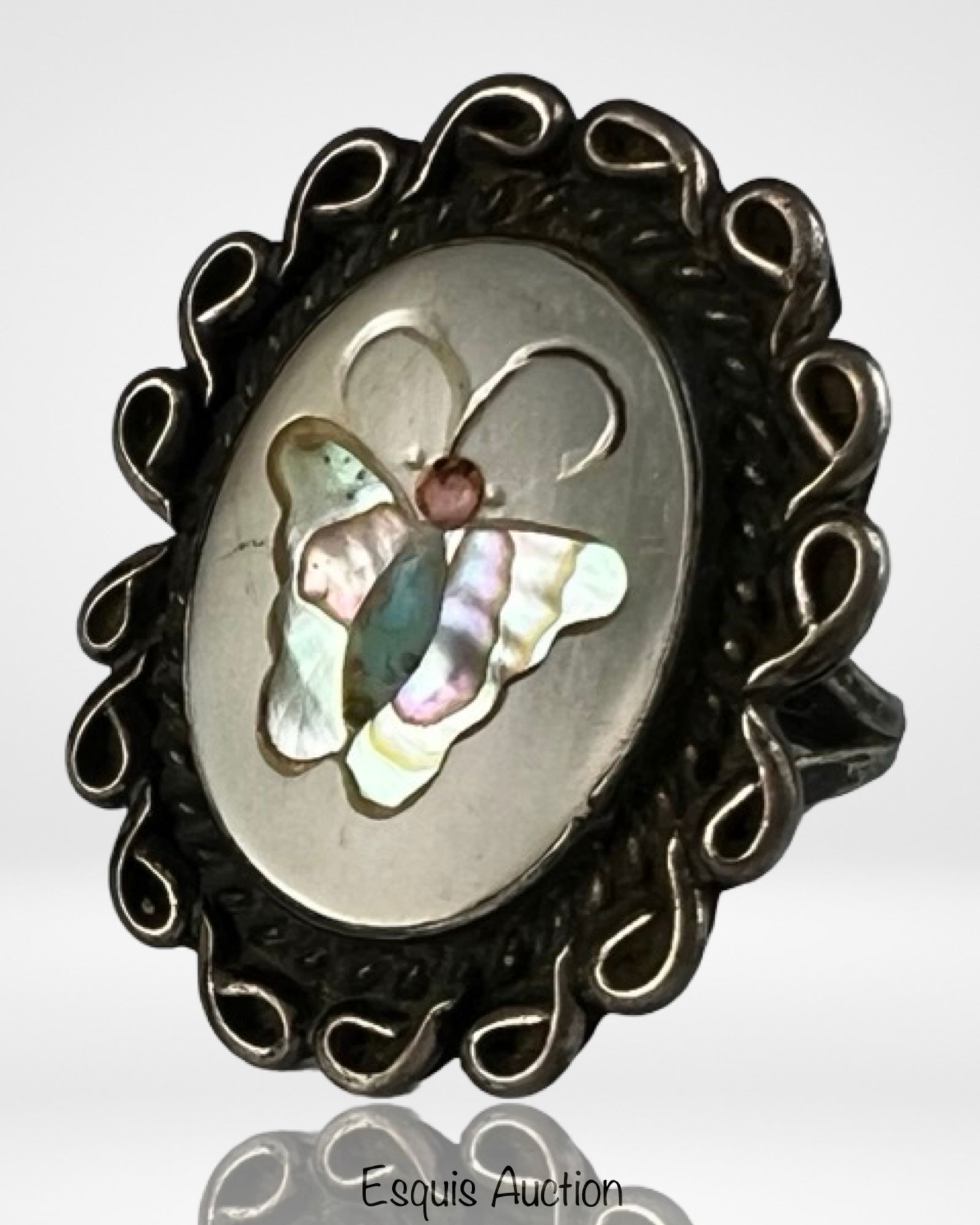 Vintage Zuni Sterling Silver Butterfly Inlay Ring (1 of 5)