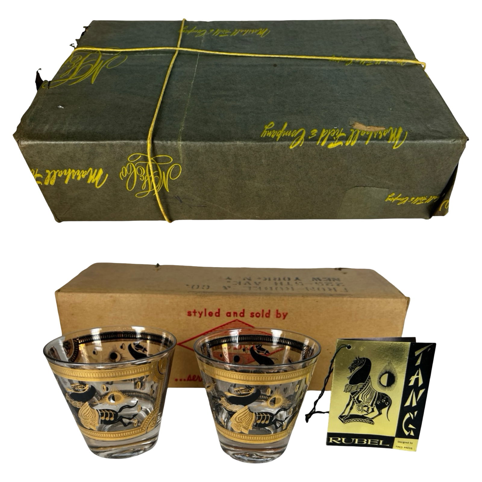 1960s MCM Fred Press "Tang Horse" Rocks Glasses (1 of 6)