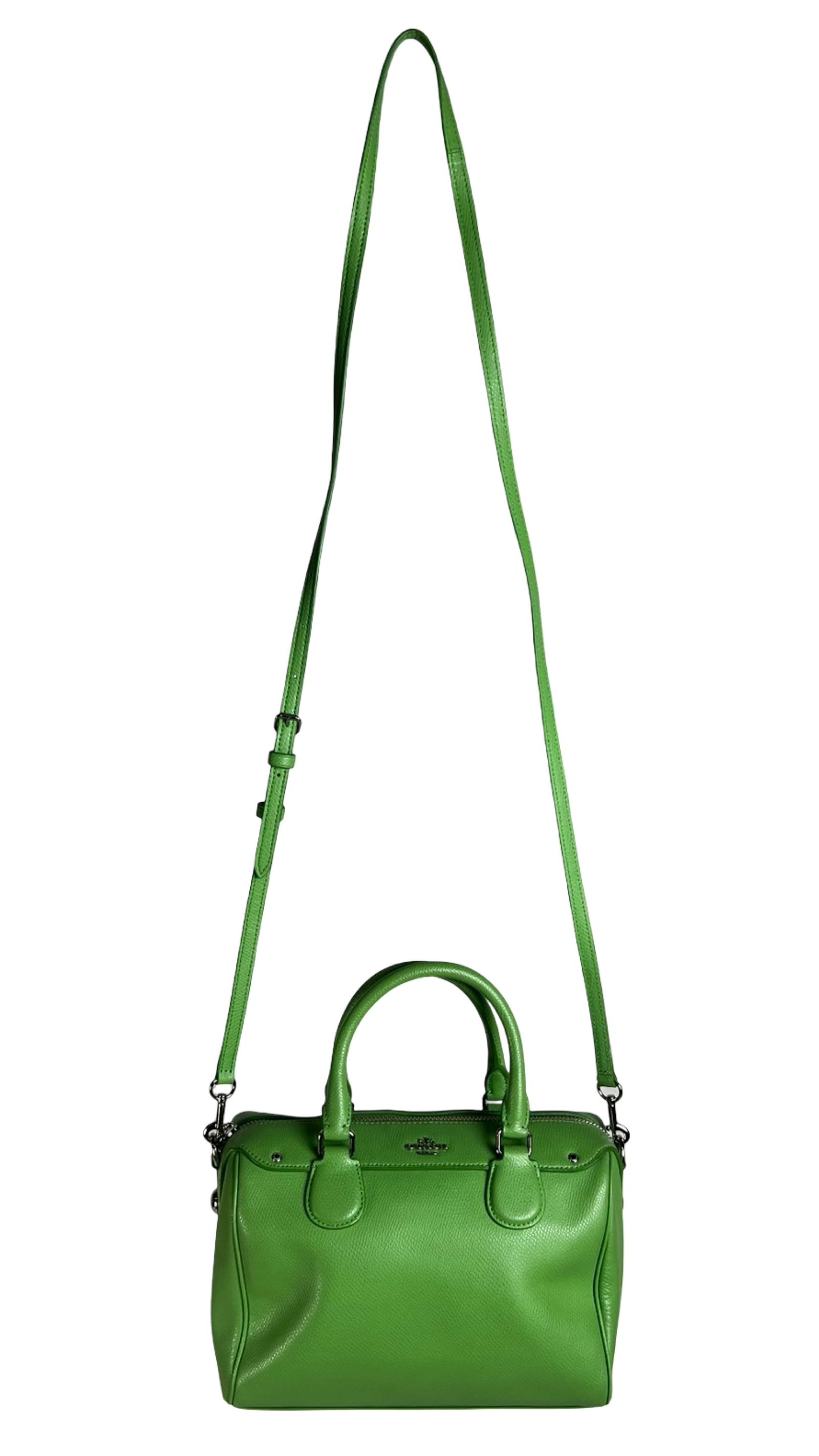 Coach Mini Bennett Satchel Bag in Green Leather. (1 of 8)