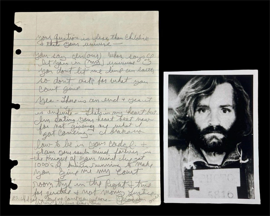 Charles Manson Signed Handwritten Letter (1 of 4)
