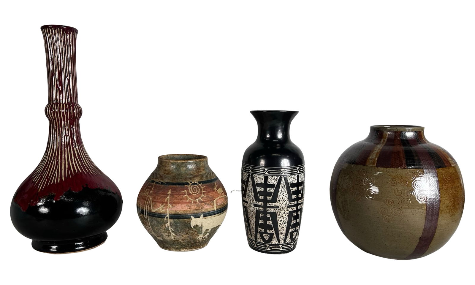 Group of 4 Studio Pottery Vases and Jars, Signed (1 of 4)