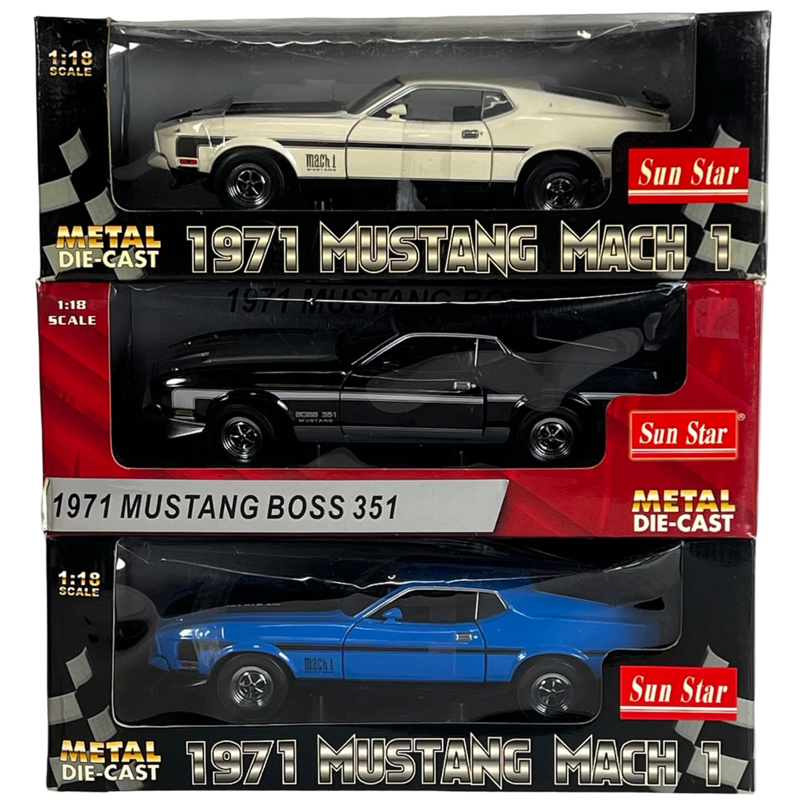 Sun Star 1:18 Scale Die-Cast 1971 Ford Mustangs (1 of 3)