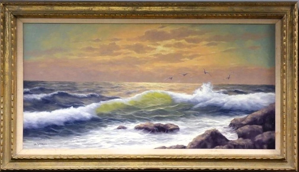 Cornelius Schippers - Sunset Seascape Oil Painting (1 of 2)
