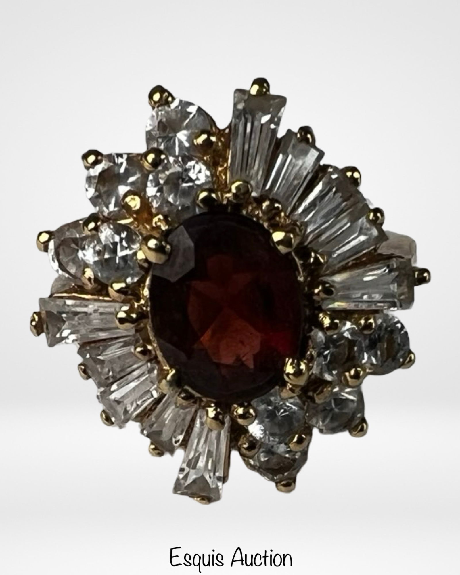 Sterling Silver Garnet Ring w/ Cubic Zirconia Halo (1 of 4)